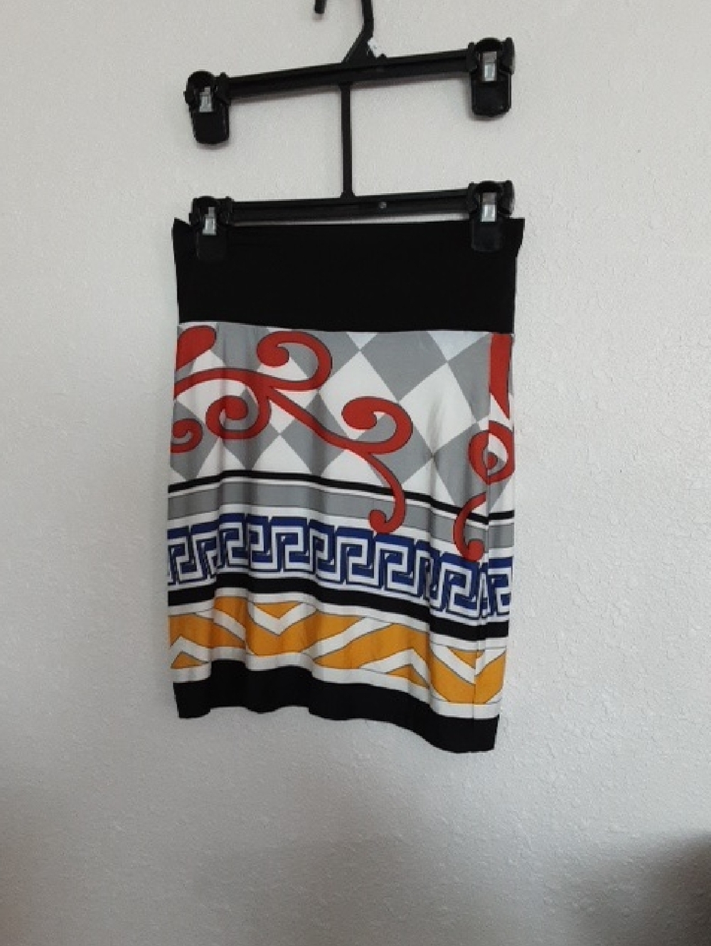 Printed Multicolor Bandage Pencil Skirt - Black Waistband